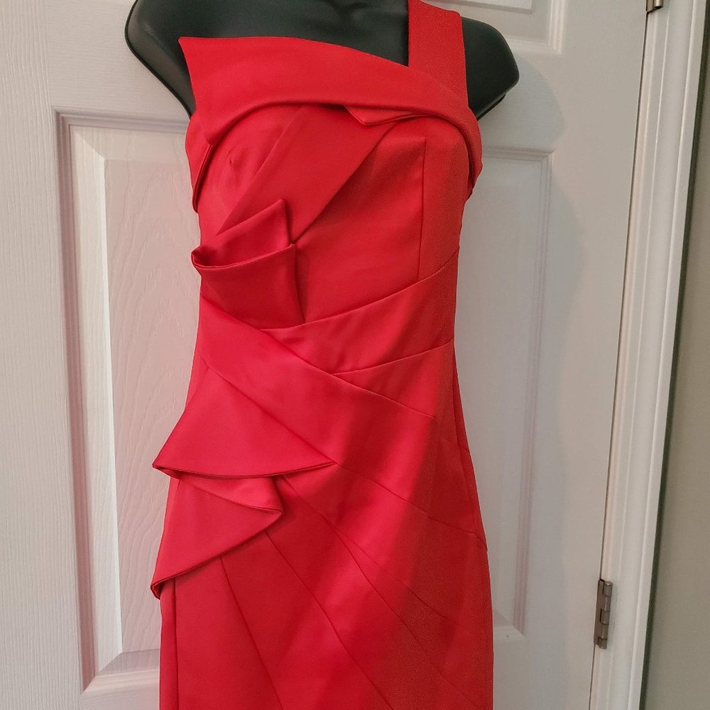 NEW! Karen Millen One Shoulder Ruffle Cocktail Red Dress